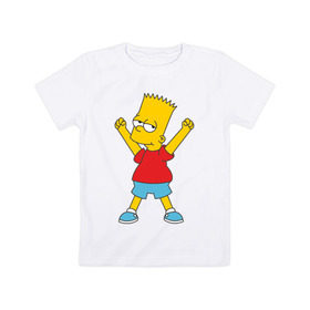 Детская футболка хлопок с принтом Bart Simpson (2) , 100% хлопок | круглый вырез горловины, полуприлегающий силуэт, длина до линии бедер | simpsons | барт | барт симпсон | симсоны | симспоны