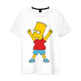 Мужская футболка хлопок с принтом Bart Simpson (2) , 100% хлопок | прямой крой, круглый вырез горловины, длина до линии бедер, слегка спущенное плечо. | simpsons | барт | барт симпсон | симсоны | симспоны