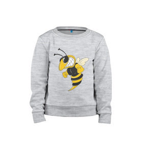 Детский свитшот хлопок с принтом Пчела , 100% хлопок | круглый вырез горловины, эластичные манжеты, пояс и воротник | пчела