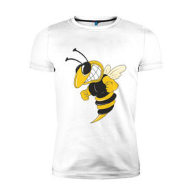 Мужская футболка премиум с принтом Пчела , 92% хлопок, 8% лайкра | приталенный силуэт, круглый вырез ворота, длина до линии бедра, короткий рукав | пчела