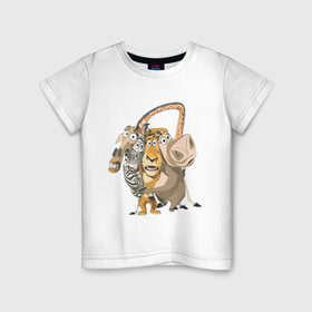 Детская футболка хлопок с принтом Мадагаскар (2) , 100% хлопок | круглый вырез горловины, полуприлегающий силуэт, длина до линии бедер | 