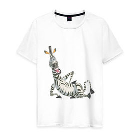 Мужская футболка хлопок с принтом Мадагаскар (4) , 100% хлопок | прямой крой, круглый вырез горловины, длина до линии бедер, слегка спущенное плечо. | Тематика изображения на принте: madagascar | зебра | мадагаскар