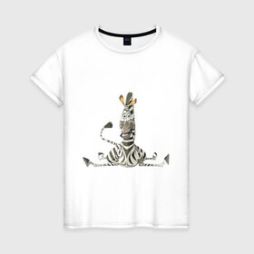 Женская футболка хлопок с принтом Мадагаскар (5) , 100% хлопок | прямой крой, круглый вырез горловины, длина до линии бедер, слегка спущенное плечо | madagascar | зебра | мадагаскар