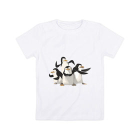 Детская футболка хлопок с принтом Мадагаскар (8) , 100% хлопок | круглый вырез горловины, полуприлегающий силуэт, длина до линии бедер | madagascar | мадагаскар | пингвины