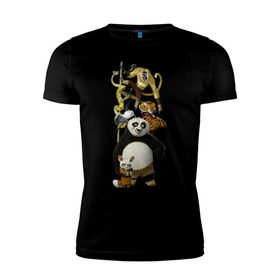 Мужская футболка премиум с принтом Кунг фу Панда (10) , 92% хлопок, 8% лайкра | приталенный силуэт, круглый вырез ворота, длина до линии бедра, короткий рукав | Тематика изображения на принте: kung fu panda | panda | кунг фу | кунг фу панда