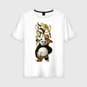 Женская футболка хлопок Oversize с принтом Кунг фу Панда (10) , 100% хлопок | свободный крой, круглый ворот, спущенный рукав, длина до линии бедер
 | kung fu panda | panda | кунг фу | кунг фу панда