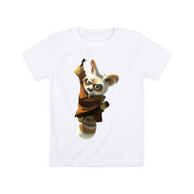 Детская футболка хлопок с принтом Кунг фу Панда (11) , 100% хлопок | круглый вырез горловины, полуприлегающий силуэт, длина до линии бедер | kung fu panda | panda | кунг фу | кунг фу панда