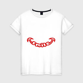 Женская футболка хлопок с принтом smile , 100% хлопок | прямой крой, круглый вырез горловины, длина до линии бедер, слегка спущенное плечо | 