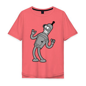 Мужская футболка хлопок Oversize с принтом Futurama (4) , 100% хлопок | свободный крой, круглый ворот, “спинка” длиннее передней части | Тематика изображения на принте: bender | futurama | бендер | футурама
