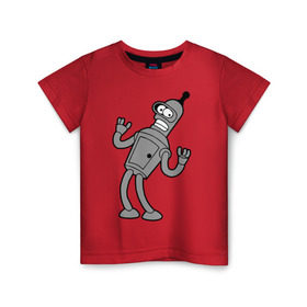 Детская футболка хлопок с принтом Futurama (4) , 100% хлопок | круглый вырез горловины, полуприлегающий силуэт, длина до линии бедер | bender | futurama | бендер | футурама