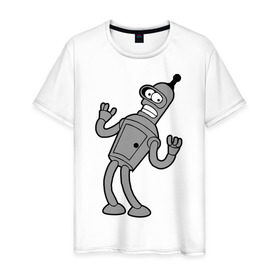 Мужская футболка хлопок с принтом Futurama (4) , 100% хлопок | прямой крой, круглый вырез горловины, длина до линии бедер, слегка спущенное плечо. | bender | futurama | бендер | футурама