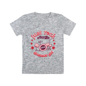 Детская футболка хлопок с принтом DrummerGirl , 100% хлопок | круглый вырез горловины, полуприлегающий силуэт, длина до линии бедер | 