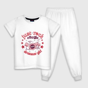 Детская пижама хлопок с принтом DrummerGirl , 100% хлопок |  брюки и футболка прямого кроя, без карманов, на брюках мягкая резинка на поясе и по низу штанин
 | 