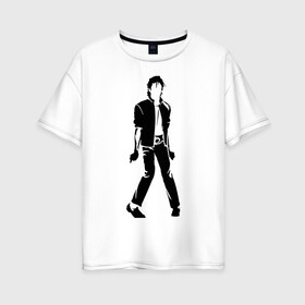 Женская футболка хлопок Oversize с принтом Майкл Джексон (9) , 100% хлопок | свободный крой, круглый ворот, спущенный рукав, длина до линии бедер
 | michael jackson | зщз | король | майкл джексон | поп