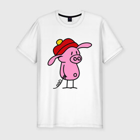 Мужская футболка премиум с принтом Свин , 92% хлопок, 8% лайкра | приталенный силуэт, круглый вырез ворота, длина до линии бедра, короткий рукав | поросенок | свин | свинка | свинья