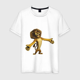 Мужская футболка хлопок с принтом Мадагаскар-Лев (2) , 100% хлопок | прямой крой, круглый вырез горловины, длина до линии бедер, слегка спущенное плечо. | madagascar | лев | мадагаскар