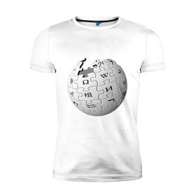 Мужская футболка премиум с принтом Wikipedia , 92% хлопок, 8% лайкра | приталенный силуэт, круглый вырез ворота, длина до линии бедра, короткий рукав | wiki | wikipedia | вики | википедия | логотип