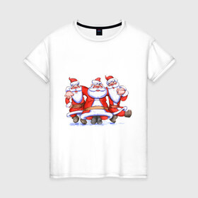 Женская футболка хлопок с принтом Деды Морозы , 100% хлопок | прямой крой, круглый вырез горловины, длина до линии бедер, слегка спущенное плечо | 2012 | new year | дед мороз | нг | новый 2012 | новый год | санта | санта клаус