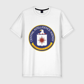 Мужская футболка премиум с принтом ЦРУ , 92% хлопок, 8% лайкра | приталенный силуэт, круглый вырез ворота, длина до линии бедра, короткий рукав | central intelligence agency | cia | спецслужбы сша | центральное разведывательное управление | цру