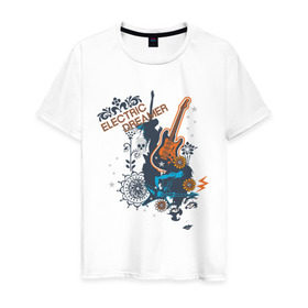 Мужская футболка хлопок с принтом Electric dreamer , 100% хлопок | прямой крой, круглый вырез горловины, длина до линии бедер, слегка спущенное плечо. | гитара