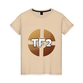 Женская футболка хлопок с принтом Team Fortress 2 (2) , 100% хлопок | прямой крой, круглый вырез горловины, длина до линии бедер, слегка спущенное плечо | shooter | team fortress 2 | tf2 логотип | стрелялка | шутер