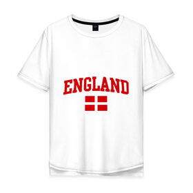 Мужская футболка хлопок Oversize с принтом Болею за английский футбол , 100% хлопок | свободный крой, круглый ворот, “спинка” длиннее передней части | 