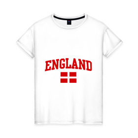 Женская футболка хлопок с принтом Болею за английский футбол , 100% хлопок | прямой крой, круглый вырез горловины, длина до линии бедер, слегка спущенное плечо | 