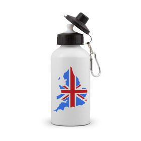 Бутылка спортивная с принтом Карта Англии , металл | емкость — 500 мл, в комплекте две пластиковые крышки и карабин для крепления | Тематика изображения на принте: england | gb | uk | британия | британский флаг | карта англии | флаги