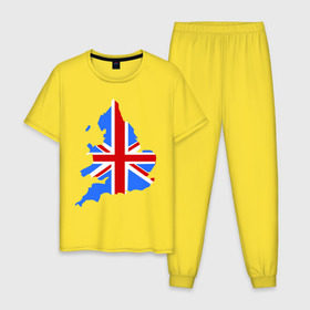 Мужская пижама хлопок с принтом Карта Англии , 100% хлопок | брюки и футболка прямого кроя, без карманов, на брюках мягкая резинка на поясе и по низу штанин
 | england | gb | uk | британия | британский флаг | карта англии | флаги