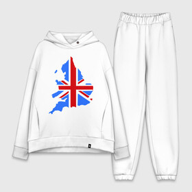 Женский костюм хлопок Oversize с принтом Карта Англии ,  |  | england | gb | uk | британия | британский флаг | карта англии | флаги