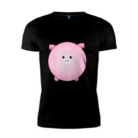 Мужская футболка премиум с принтом Cute Puffy Animals (2) , 92% хлопок, 8% лайкра | приталенный силуэт, круглый вырез ворота, длина до линии бедра, короткий рукав | cute puffy animals | животные | милые надутые | поросенок | свинка | свинья | хрюн | хрюшка