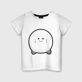 Детская футболка хлопок с принтом Cute Puffy Animals (3) , 100% хлопок | круглый вырез горловины, полуприлегающий силуэт, длина до линии бедер | cute puffy animals | животные | милые надутые | морской котик