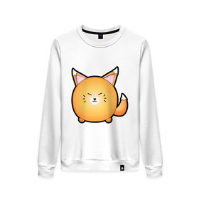 Женский свитшот хлопок с принтом Cute Puffy Animals Shirt (8) , 100% хлопок | прямой крой, круглый вырез, на манжетах и по низу широкая трикотажная резинка  | 