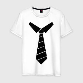 Мужская футболка хлопок с принтом Галстук , 100% хлопок | прямой крой, круглый вырез горловины, длина до линии бедер, слегка спущенное плечо. | костюм