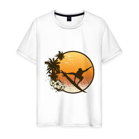 Мужская футболка хлопок с принтом Surf (1) , 100% хлопок | прямой крой, круглый вырез горловины, длина до линии бедер, слегка спущенное плечо. | 