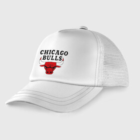 Детская кепка тракер с принтом Chicago bulls , Козырек - 100% хлопок. Кепка - 100% полиэстер, Задняя часть - сетка | универсальный размер, пластиковая застёжка | chikago bulls | баскетбол | нба | спорт | чикаго булс