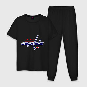 Мужская пижама хлопок с принтом Washington Capitals , 100% хлопок | брюки и футболка прямого кроя, без карманов, на брюках мягкая резинка на поясе и по низу штанин
 | washington capitals | вашингтон капиталс | лига | нхл | хокей | хоккей