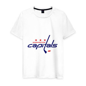 Мужская футболка хлопок с принтом Washington Capitals , 100% хлопок | прямой крой, круглый вырез горловины, длина до линии бедер, слегка спущенное плечо. | washington capitals | вашингтон капиталс | лига | нхл | хокей | хоккей