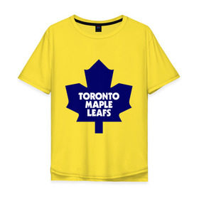 Мужская футболка хлопок Oversize с принтом Toronto Maple Leafs , 100% хлопок | свободный крой, круглый ворот, “спинка” длиннее передней части | 