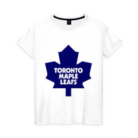 Женская футболка хлопок с принтом Toronto Maple Leafs , 100% хлопок | прямой крой, круглый вырез горловины, длина до линии бедер, слегка спущенное плечо | 