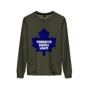 Женский свитшот хлопок с принтом Toronto Maple Leafs , 100% хлопок | прямой крой, круглый вырез, на манжетах и по низу широкая трикотажная резинка  | 