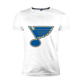 Мужская футболка премиум с принтом St Louis Blues , 92% хлопок, 8% лайкра | приталенный силуэт, круглый вырез ворота, длина до линии бедра, короткий рукав | nhl | st louis blues | нхл | хоккей | хоккейная лига