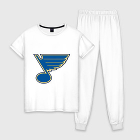Женская пижама хлопок с принтом St Louis Blues , 100% хлопок | брюки и футболка прямого кроя, без карманов, на брюках мягкая резинка на поясе и по низу штанин | nhl | st louis blues | нхл | хоккей | хоккейная лига