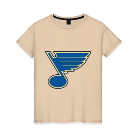 Женская футболка хлопок с принтом St Louis Blues , 100% хлопок | прямой крой, круглый вырез горловины, длина до линии бедер, слегка спущенное плечо | nhl | st louis blues | нхл | хоккей | хоккейная лига