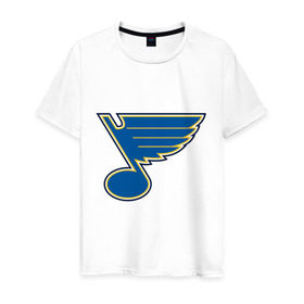Мужская футболка хлопок с принтом St Louis Blues , 100% хлопок | прямой крой, круглый вырез горловины, длина до линии бедер, слегка спущенное плечо. | Тематика изображения на принте: nhl | st louis blues | нхл | хоккей | хоккейная лига