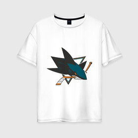 Женская футболка хлопок Oversize с принтом San Jose Sharks , 100% хлопок | свободный крой, круглый ворот, спущенный рукав, длина до линии бедер
 | национальная хоккейная лига | нхл | сан хосе шаркс