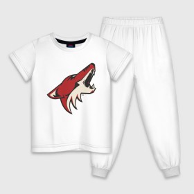 Детская пижама хлопок с принтом Phoenix Coyotes , 100% хлопок |  брюки и футболка прямого кроя, без карманов, на брюках мягкая резинка на поясе и по низу штанин
 | Тематика изображения на принте: nhl | phoenix coyotes | нхл | хоккей | хоккейная лига