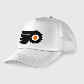 Детская кепка тракер с принтом Philadelphia Flyers , Козырек - 100% хлопок. Кепка - 100% полиэстер, Задняя часть - сетка | универсальный размер, пластиковая застёжка | hockey | nhl | национальная лига | нхл | филадельфия флаерс | хокей | хоккей