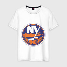 Мужская футболка хлопок с принтом New York Islanders , 100% хлопок | прямой крой, круглый вырез горловины, длина до линии бедер, слегка спущенное плечо. | Тематика изображения на принте: new york islanders | nhl | нхл | нью йорк айлендс | нью йорк хоккей | хоккей | хоккейная лига