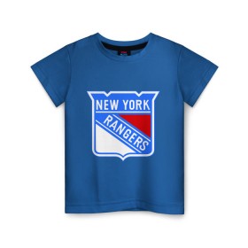 Детская футболка хлопок с принтом New York Rangers , 100% хлопок | круглый вырез горловины, полуприлегающий силуэт, длина до линии бедер | Тематика изображения на принте: new york rangers | nhl | национальная хоккейная лига | нью йорк рейнджерс | хоккей | хоккейная лига